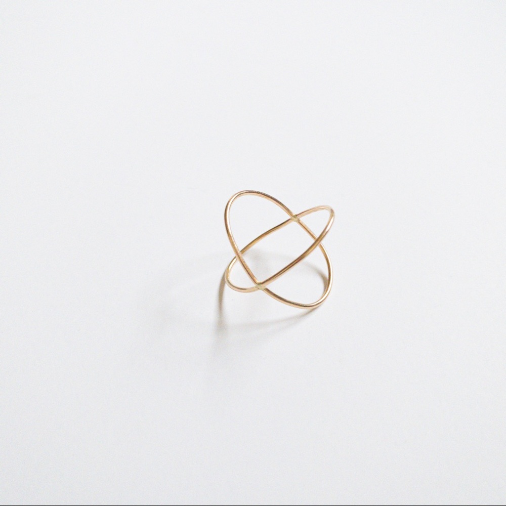 Gold Plated Crossover Statement Ring